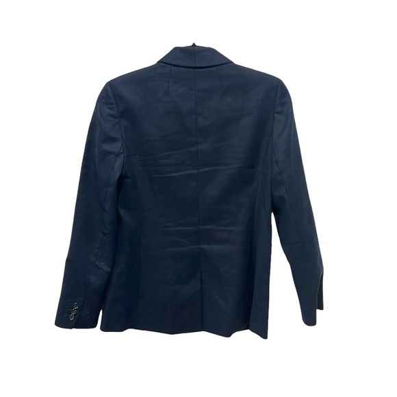 J.crew women’s navy blue parke blazer linen blend one button size 4 - Picture 2 of 8